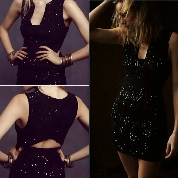 NWT Free People Women’s Snake Charmer Form Fitting Sleeveless Dress Black Size 4 - Picture 2 of 9